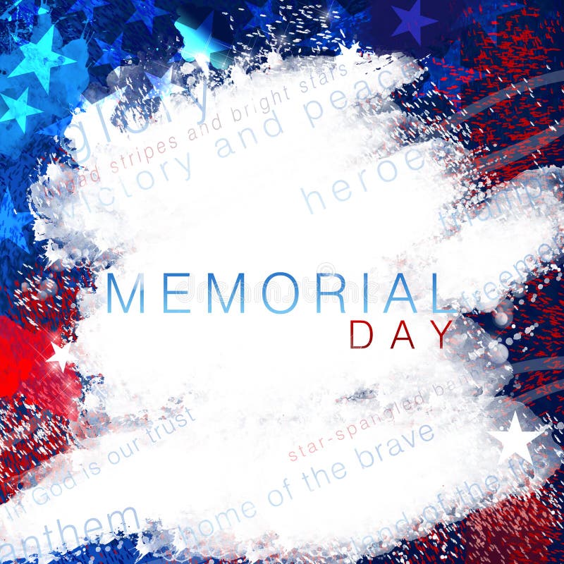 A white abstract United States patriotic background with stars and stripes in red and blue for Memorial Day. A white abstract United States patriotic background with stars and stripes in red and blue for Memorial Day