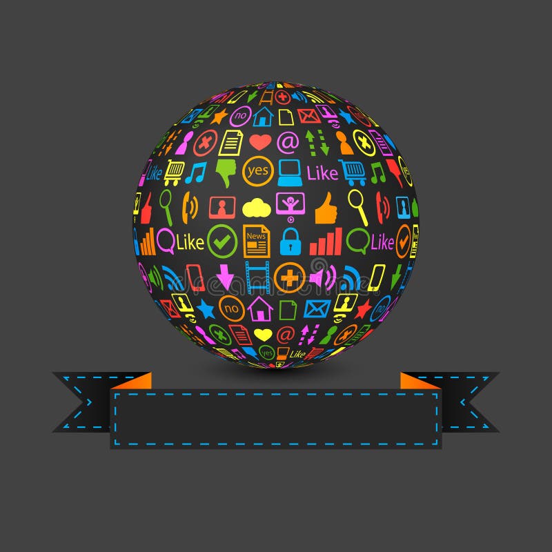 Bille avec les graphismes sociaux de medias illustration de vecteur Bille avec les graphismes sociaux de medias illustration de vecteur