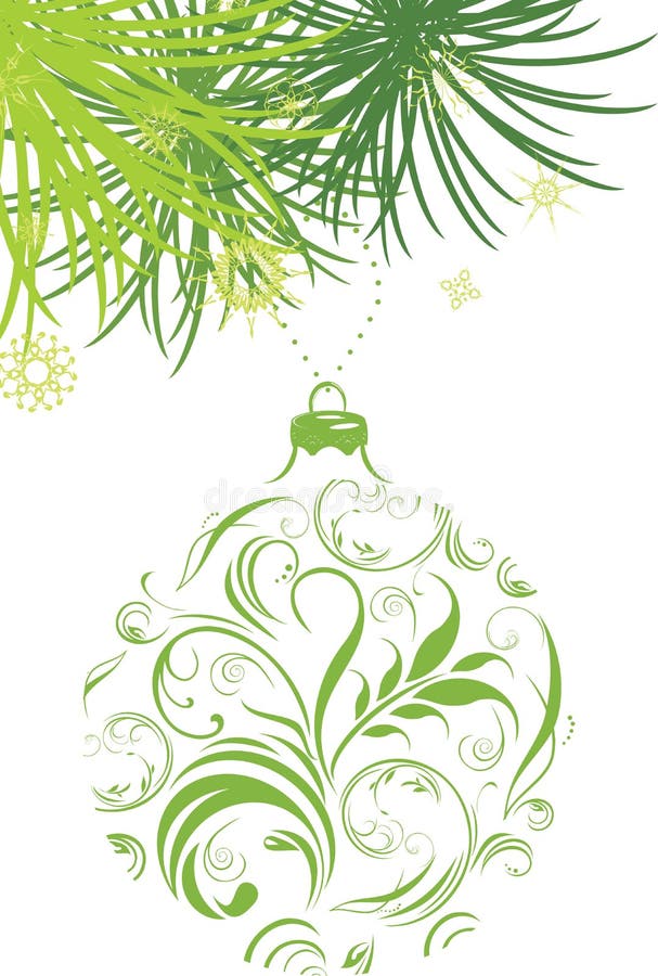 Bille de Noël et arbre de sapin verts ornementaux illustration stock Bille de Noël et arbre de sapin verts ornementaux illustration stock