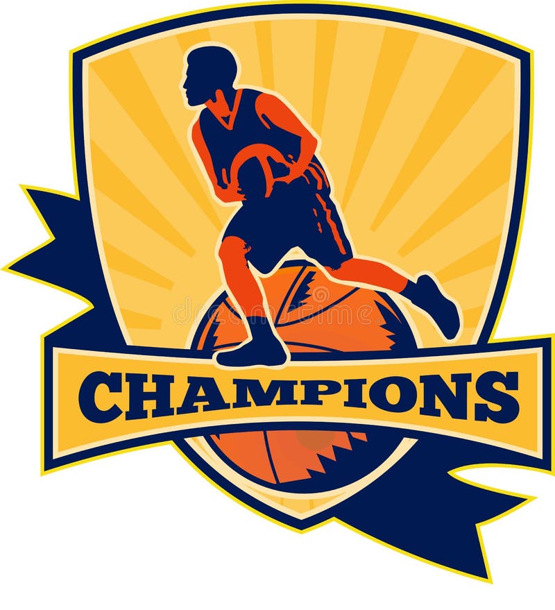 Bille de ruissellement de joueur de basket rétro illustration libre de droits Bille de ruissellement de joueur de basket rétro illustration libre de droits