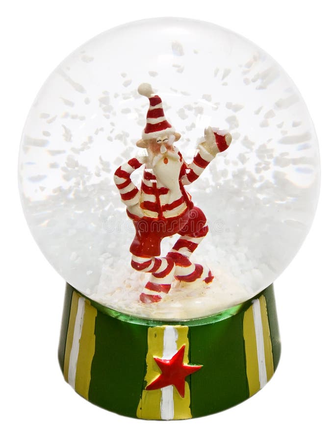 Bille en verre transparente avec le père noël et la neige photo libre de droits Bille en verre transparente avec le père noël et la neige photo libre de droits