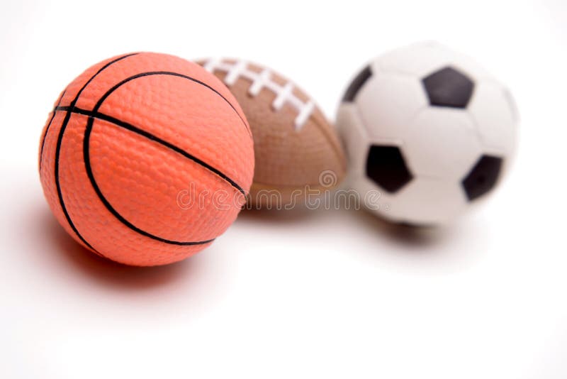 Studio shot of three sports balls. Studio shot of three sports balls