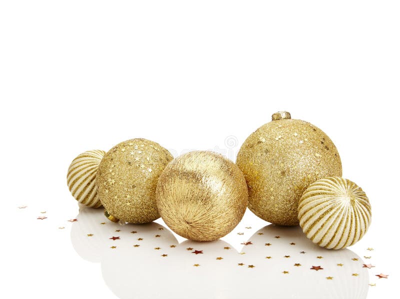 Billes de Noël d'or photo stock Billes de Noël d'or photo stock