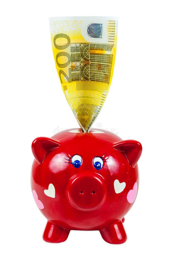Billet de banque de tirelire et d'euro 200 image stock Billet de banque de tirelire et d'euro 200 image stock