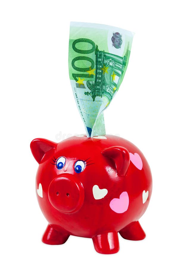 Billet de banque de tirelire et d'euro 100 photographie stock libre de droits Billet de banque de tirelire et d'euro 100 photographie stock libre de droits
