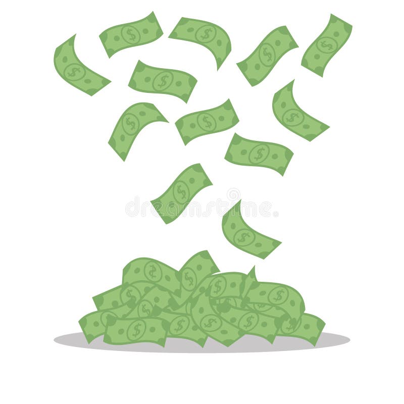 Billetes de banco del dinero aislados en el fondo blanco Los dólares verdes que caen, cuentas vuelan - el ejemplo plano del vecto stock de ilustración Billetes de banco del dinero aislados en el fondo blanco Los dólares verdes que caen, cuentas vuelan - el ejemplo plano del vecto stock de ilustración