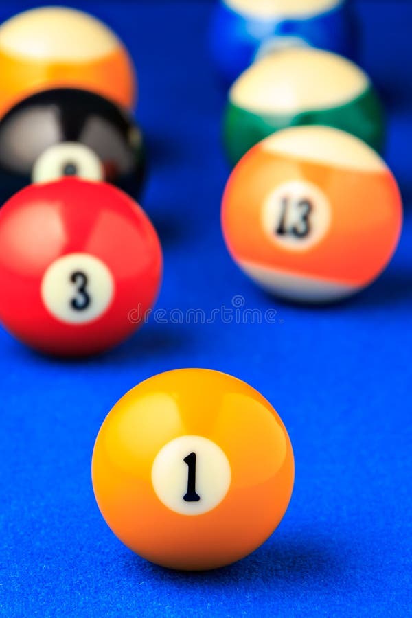 Billiard Balls in a Blue Pool Table. Stock Photo Image of snooker
