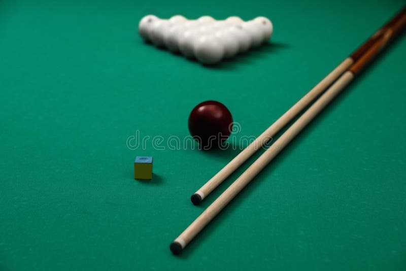 Billiard Balls, Chalk and Cues Stock Photo Image of match, playing 161653010