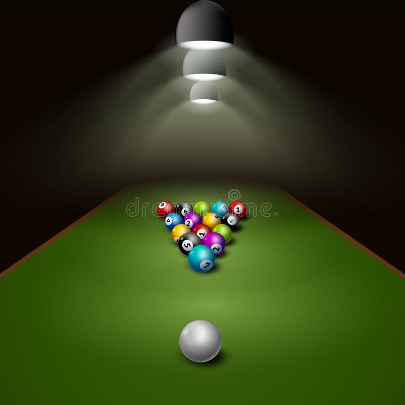 Vector Billiard Challenge Poster. 3d Realistic Balls on Billiard Table
