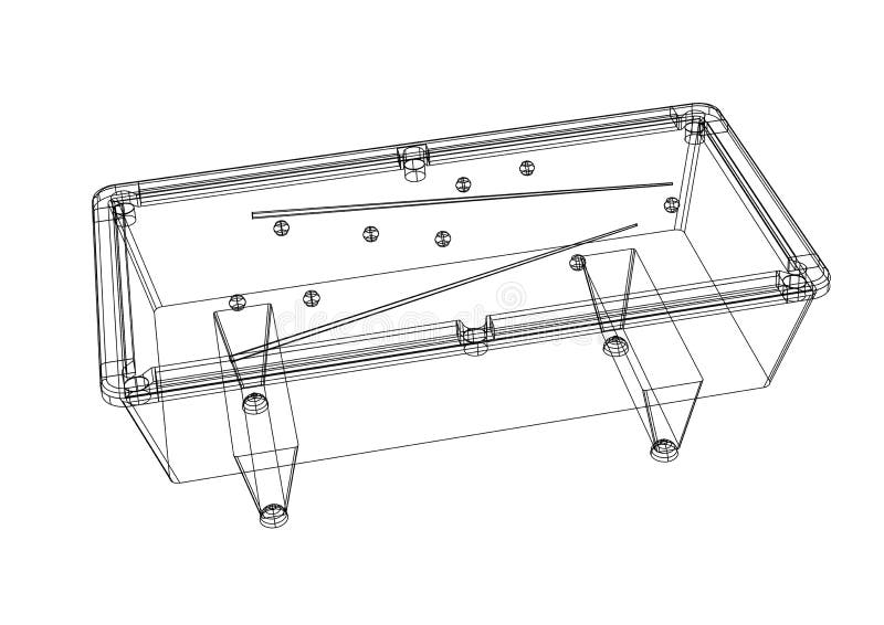 Billiard Pool Table 3D Blueprint Isolated Stock Illustration
