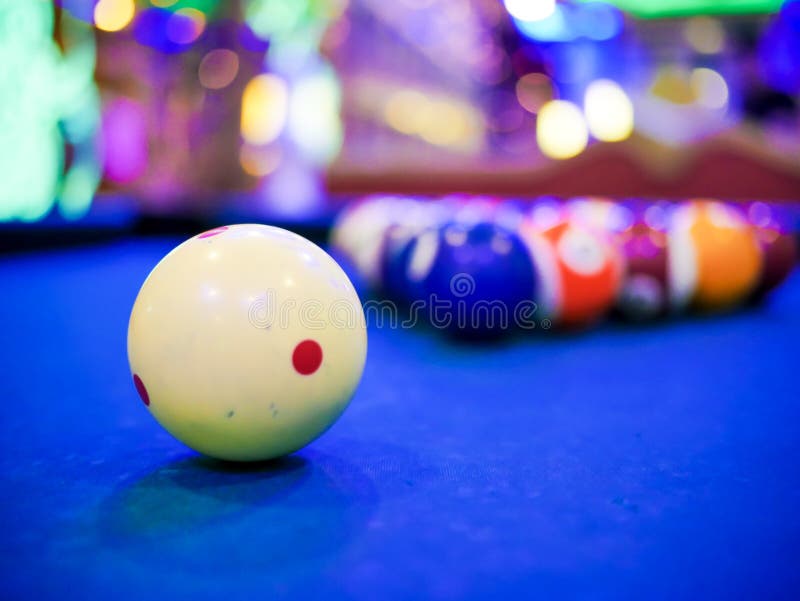 Snooker White Ball Near the Hole on Green Snooker Table Stock Image