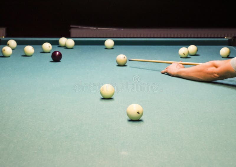 Billiards, Billiard Table. Targeting the Cue in the Ball for Imp Stock