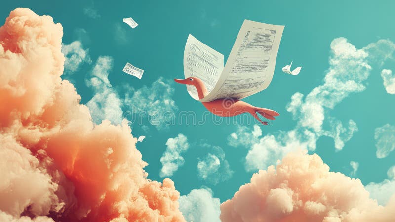 Billing flying invoice vector illustration