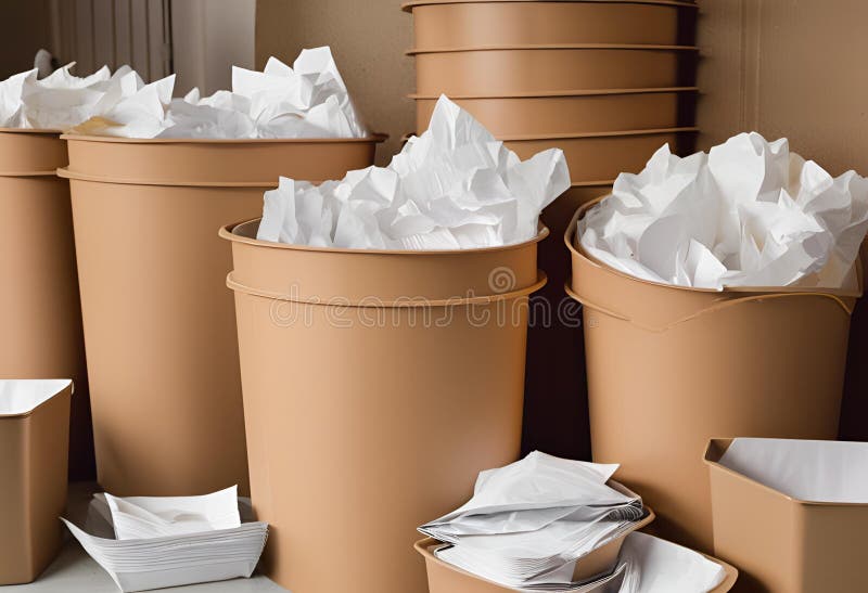 Bin storing multiple documents waiting to be shredded. vector illustration.