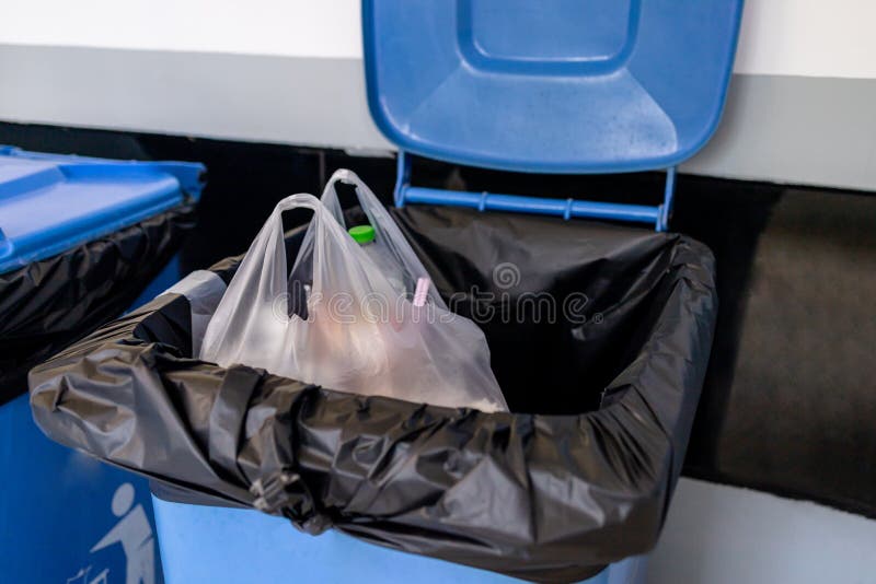 Bin, Trash Can, Bag Plastic Waste on Trash Can Stock Image Image of