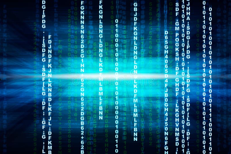 Binary computer code. Matrix blue abstract background. Binary computer code. Matrix blue abstract background