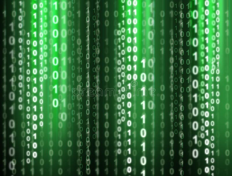 Binary code flowing over a green background. Digital illustration. Binary code flowing over a green background. Digital illustration.