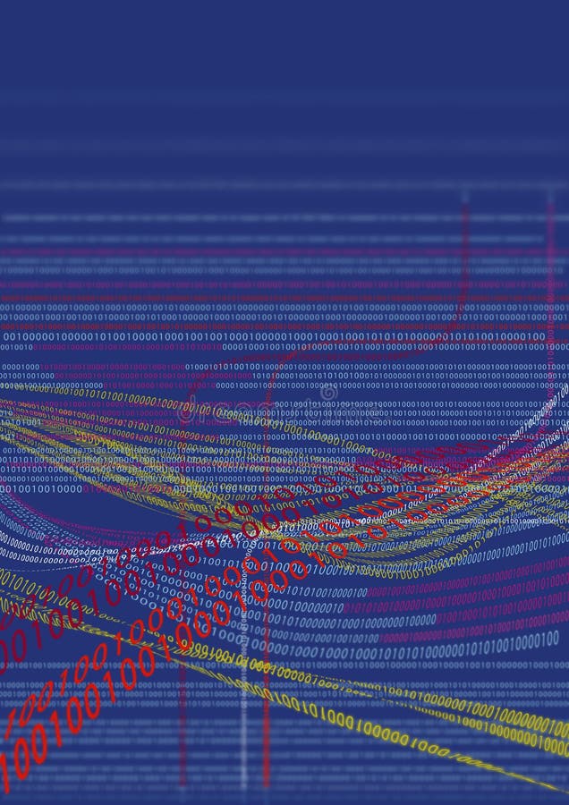 Multicolored Binary code in front of a dark blue background. Multicolored Binary code in front of a dark blue background