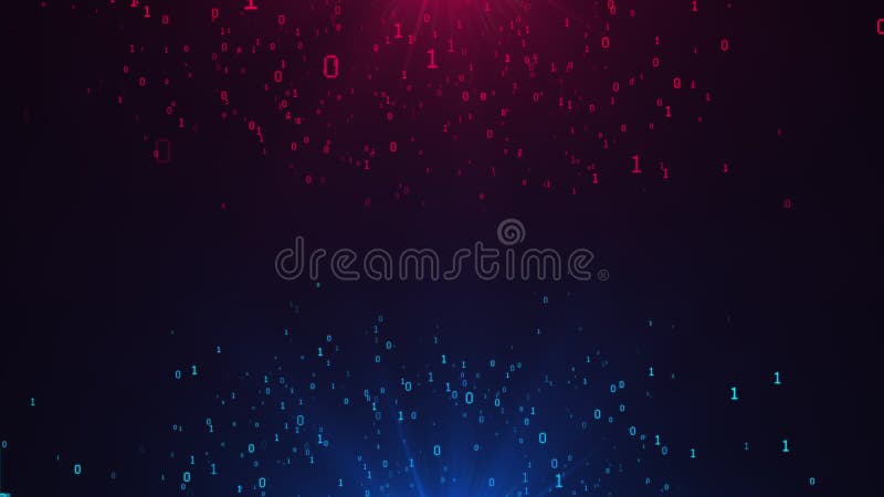Binary circuit board future technology, blue red cyber security concept background, abstract hi speed digital internet motion move blur. Digital set of 1 and 0. Encrypted. Secret computer information from symbols to encode. Computer matrix video