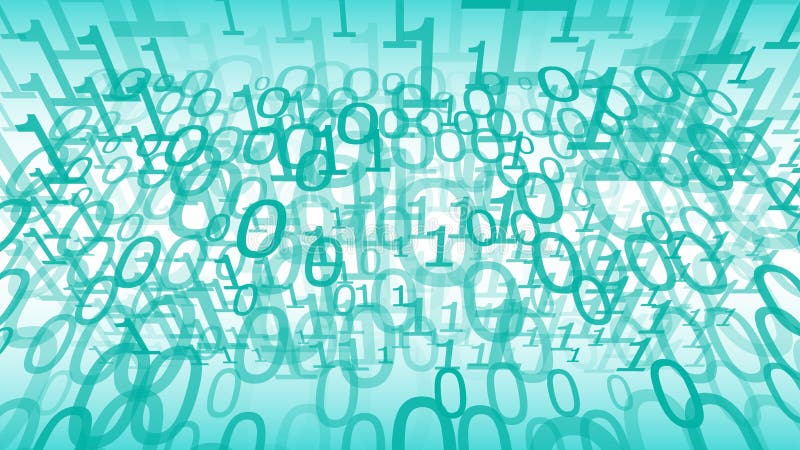 Binary code abstract background mint green color stock illustration