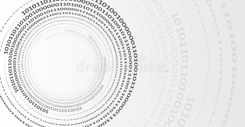 Binary code, artificial intelligence. Program code. Computer background of numbers in the form of a tunnel. Analytics, sorting vector illustration