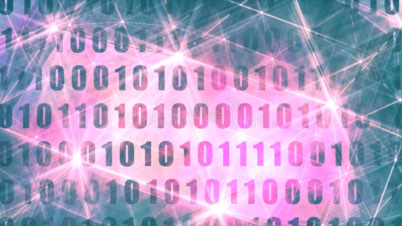 Binary code backdrop. Binary code background with digits on screen. Algorithm binary, data code, decryption and encoding, row matrix. Flash lights. Computer binary program code video