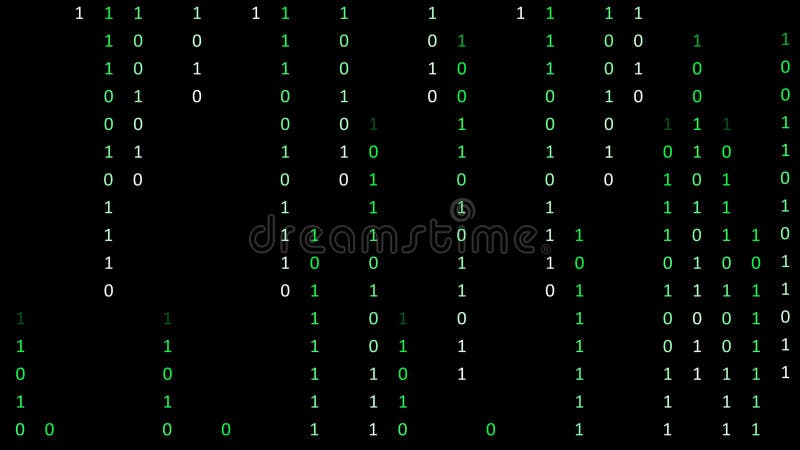 Binary code background with digits moving on screen. Algorithm binary, data code, decryption and encoding, row matrix seamless loop abstract background. Computer binary program code video