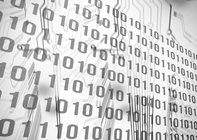 Binary code on circuit board vector illustration
