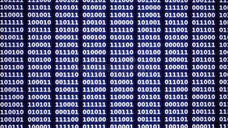 Blue binary code of computer program on display, programming, hacking, developer or computer source code concept. Computer binary program code video