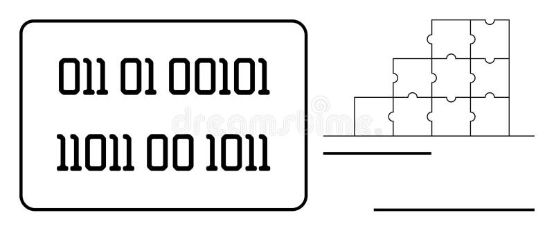 Binary Code and Puzzle Digital Communication and Problem Solving vector illustration