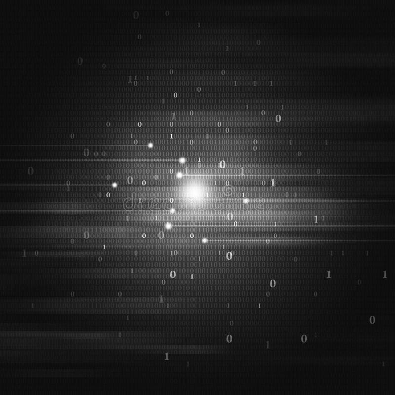 Binary Code Dark Background. Abstract digital binary code concept black and white background