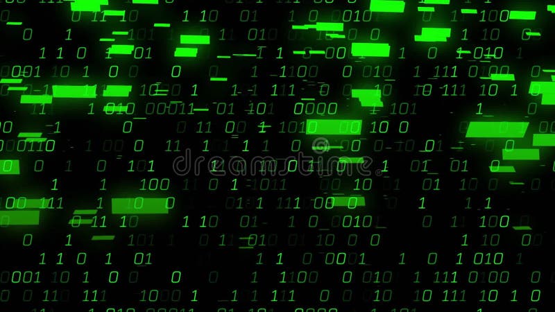 Binary code and data processing animation with green numbers on black background binary code and data processing animation with иллюстрация штока