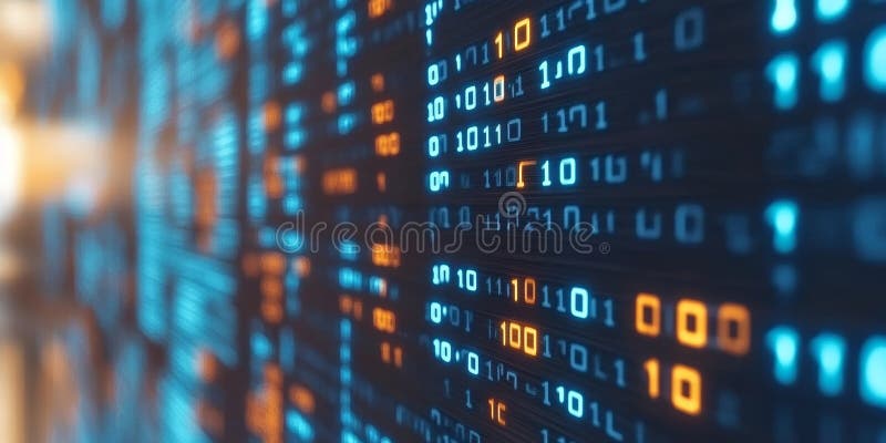 Binary Code Digital Data Flow Background, Abstract Technology Binary Code Background. royalty free illustration