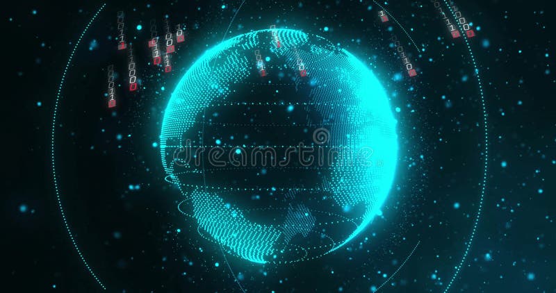 Binary code and digital globe, data transmission image stock photography