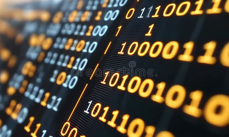 Binary code display, stunning background. Code programming video