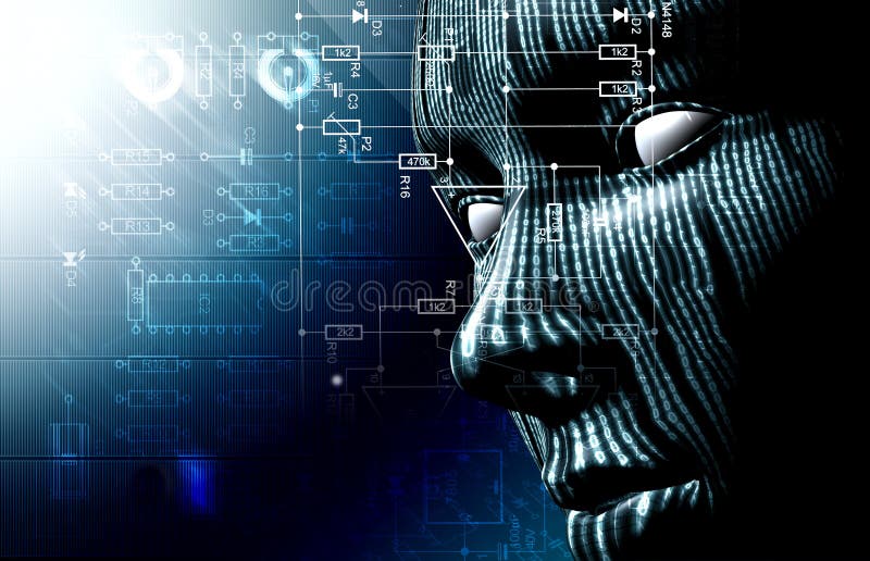 Binary code and face stock illustration