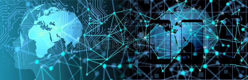 Binary code global mobile circuit industrial business background. background integration. technology banner background. vector illustration