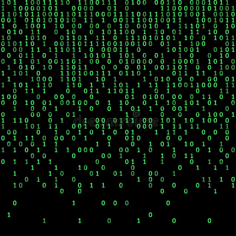Binary Code Green and Dark Background Digits on Screen. Stock Vector ...
