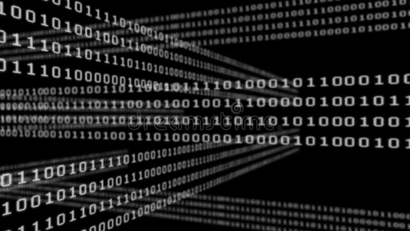 Binary code grid on black background royalty free illustration