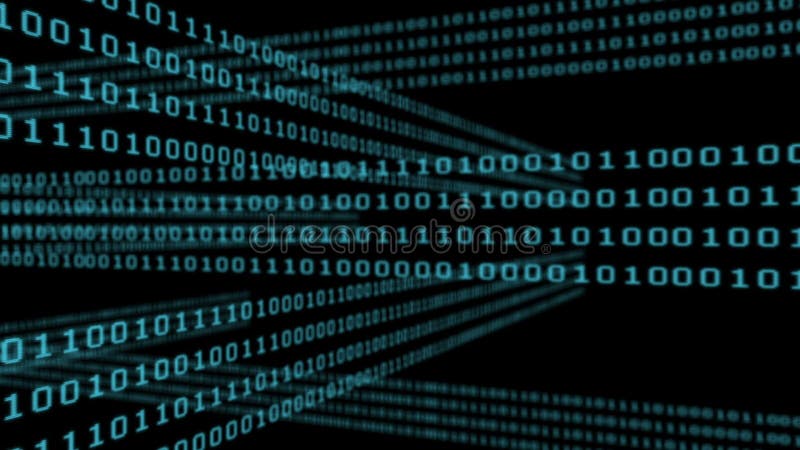 Binary code grid on black background stock illustration