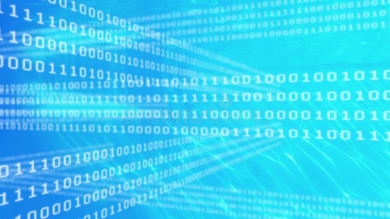 Binary code grid on blue background stock illustration