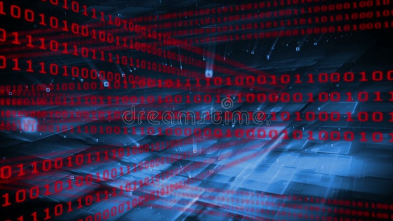 Binary code grid on dark background stock illustration