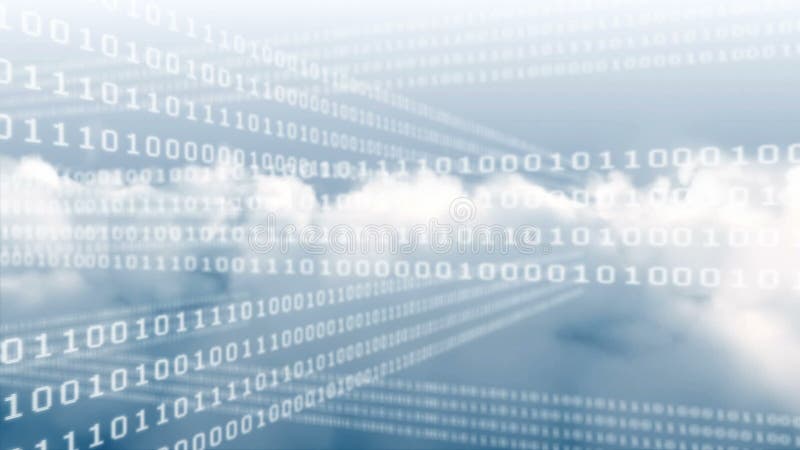 Binary code grid on sky background royalty free illustration