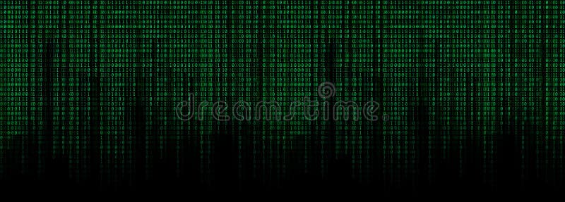 Binary code matrix background wide banner royalty free illustration