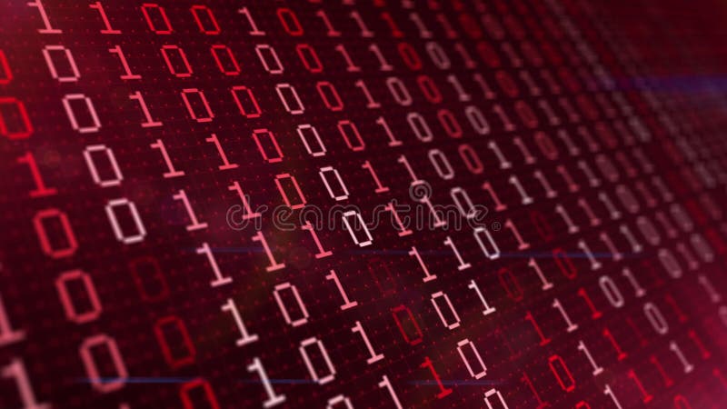 Binary Code Matrix with Glowing Red and White Symbols. Information ...