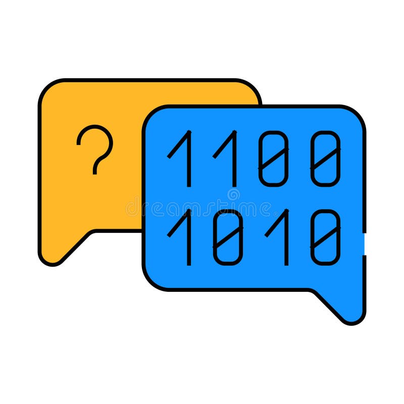 Binary Code and Question Mark Quote Frame Icon Color Illustration Stock ...