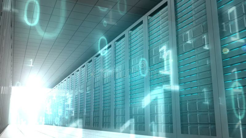 Binary code in server room vector illustration
