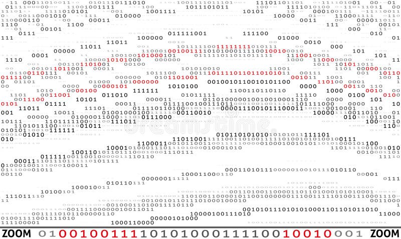 Binary Code. Texture of Black, Gray and Red Zeros and Ones Stock Vector ...