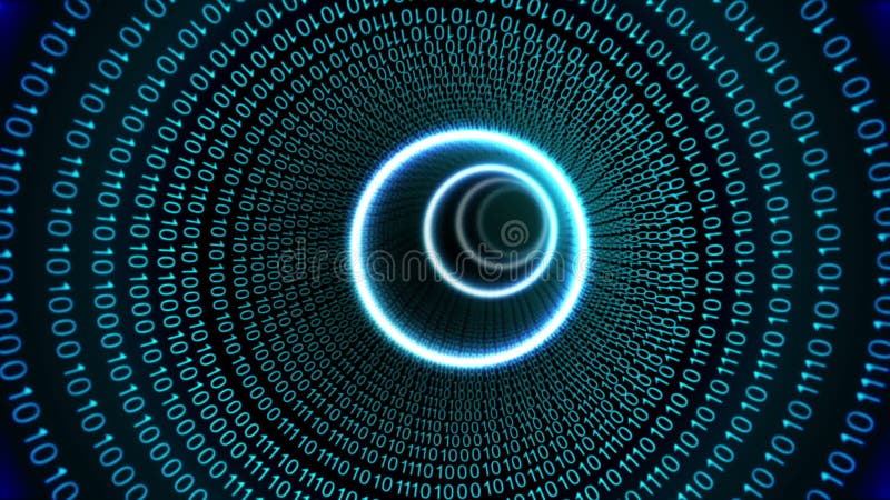 Binary code vortex design on black vector illustration