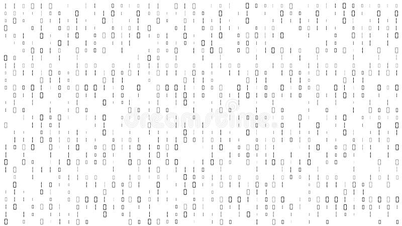 Binary code. White number pattern. Computer data. Zero and one symbols. Digital matrix backdrop. Software encryption stock illustration